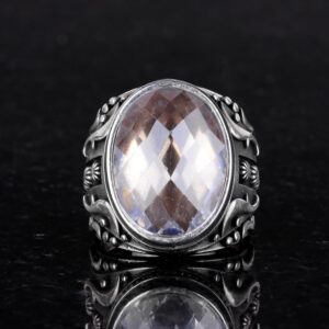 Yapay Taş Yüzük, 925 Ayar Gümüş Yüzük, Tasarım Gümüş Erkek Yüzüğü (Kristal Yapay Taş) - Görsel 3