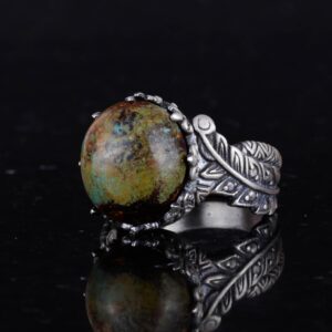 Gerçek Doğal Arizona Turkuaz Taş Yüzük, 925 Ayar Gümüş Yüzük, Minimalist El Yapımı Yüzük (Stil-6) - Görsel 6