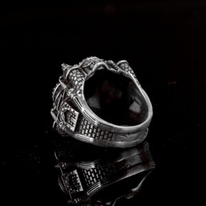 925 Ayar Gümüş Erkek 3D Camii Yüzük, Doğal Arizona Turkuaz Taşı ile - Cesur ve Spiritüel Tasarım, Günlük Kullanım ve Özel Günler İçin İdeal (Stil-2) - Görsel 6