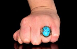 Erkekler için Sterlin Gümüş Yüzük - Doğal Arizona Turkuaz Taşı - Görsel 7