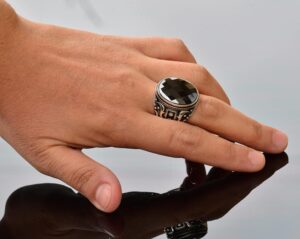 925 Ayar Gümüş Erkek Yüzük, Doğal Siyah Oniks Taşı, Karmaşık Etnik Tasarım, El Yapımı Gümüş Yüzük - Görsel 6