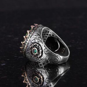 Yapay Taş Yüzük - 925 Ayar Gümüş El Yapımı Yüzük - Renkiz Yüzük - Görsel 7