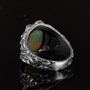 Gerçek Doğal Arizona Turkuaz Taş Yüzük, Erkekler İçin Hediye, 925 Ayar Gümüş Yüzük, Minimalist Yüzük - Görsel 7