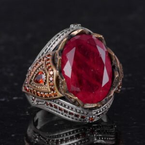 925 Ayar Gümüş Yüzük - Yapay Taş Yüzük - El Yapımı Şık Yüzük (Yapay Paraiba) - Görsel 5