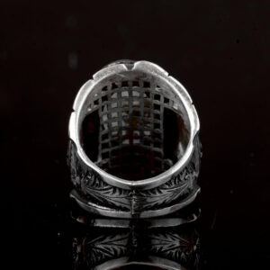 Gerçek Doğal Prehnite Taş Yüzük, 925 Ayar Gümüş Erkek Yüzük, Tugra Yüzük - Görsel 7