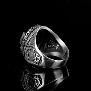 925 Ayar Gümüş Çift Başlı Kartal Simgesi ile Erkek Yüzük - Erkekler için Sembolik ve Güçlü Takı - Görsel 6