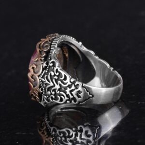 Gerçek Doğal Taş El Yapımı Yüzük - 925 Ayar Gümüş El Yapımı Yüzük - Şık Yüzük (Yakut) - Görsel 7