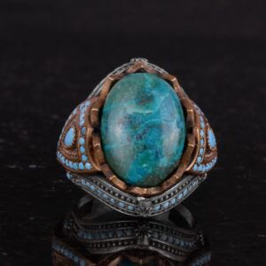 Gerçek Doğal Taş Yüzük - El Yapımı 925 Ayar Gümüş Yüzük (Azurit) - Görsel 4