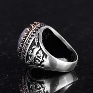 Gerçek Doğal Taş Yüzük - El Yapımı Kartal Yüzüğü - 925 Ayar Gümüş Yüzük (Mavi Safir) - Görsel 7