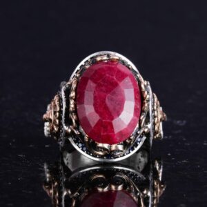 Doğal Yakut Taşlı Yüzük, Aslan Başlı Yüzük - 925 Ayar Gümüş Yüzük - Görsel 4