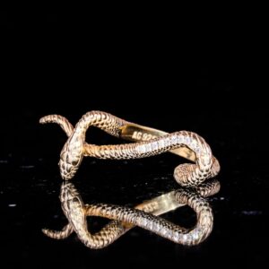 925 Ayar Gümüş Yılan Kadın Yüzüğü - Altın Kaplama Yılan Tasarımı - Şık İfadesel Parça - Görsel 5