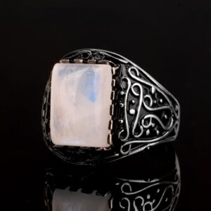 925 Ayar Gümüş Yüzük, Gerçek Doğal Aytaşı Taşlı Yüzük Erkekler İçin - Görsel 5