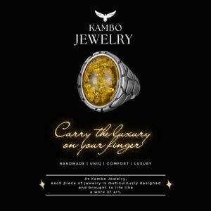 Erkekler için Lüks 925 Ayar Gümüş Yapay Taş Yüzükler - Çeşitli Koleksiyon (Bal Amberi Yapay Taş) - Görsel 7