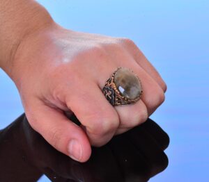 Gerçek Doğal Safir Taş Yüzük, Denizci Yüzüğü, 14.25 Karat, Çapa Yüzüğü, Gümüş Sterling - Görsel 7