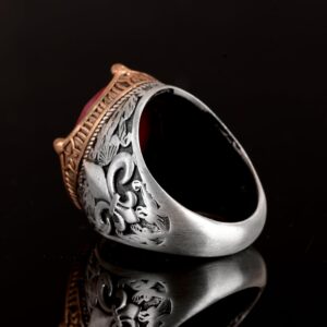 Gerçek Doğal Yakut Taşlı Erkek Yüzüğü, 925 Ayar Gümüş Erkek Yüzüğü - Görsel 6