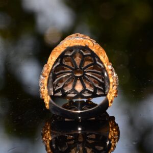 Doğal Malakit Taşı, 925 Ayar Gümüş Büyük Yüzük, Malakit Yüzük, Altın Kaplama - Görsel 8