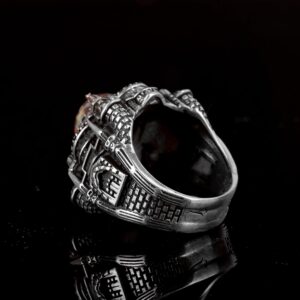 925 Ayar Gümüş Erkekler için 3D Camii Yüzük, Doğal Arizona Turkuaz Taşı ile - Cesur ve Spiritüel Tasarım, Günlük Kullanım ve Özel Günler için İdeal - Görsel 6