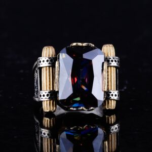 Mistik Topaz Taş Yüzük - 925 Ayar Gümüş Yüzük, Tasarım Gümüş Erkek Yüzüğü - Görsel 4