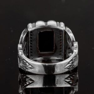 Gerçek Doğal Obsidyen Taş Yüzük, 925 Ayar Gümüş Erkek Yüzük - Görsel 7