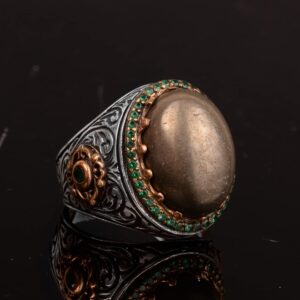 Gerçek Doğal Pirit Taşlı Yüzük, Sultan Yüzüğü, 925 Ayar Gümüş Erkek Yüzüğü - Görsel 3