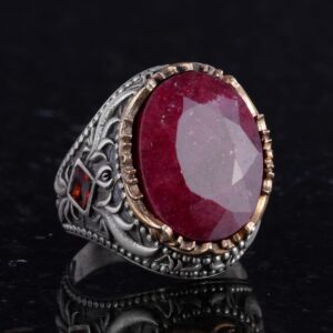 Gerçek Doğal Taş Yüzük - El Yapımı 925 Ayar Gümüş Yüzük - El Yapımı Yüzük (Yakut) - Görsel 4