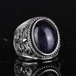 925 Ayar Gümüş Yüzükler - Doğal Taş Seçimi (Cabochon Safir) - Görsel 4