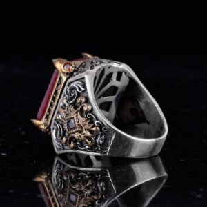 Gerçek Doğal Yakut Taşlı Yüzük - 925 Ayar Gümüş Yüzük Erkekler için - Görsel 7