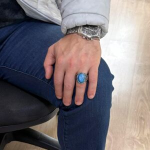 Eşsiz Doğal Druzy Kuvars ile 925 Ayar Gümüş Yüzük: Mavi, Lacivert, - Görsel 3