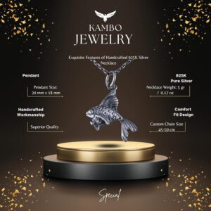 925 Ayar Gümüş Balık Kolye Ucu - El Yapımı Refah ve Akış Sembolü - Görsel 2