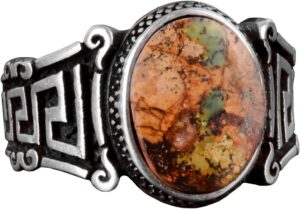 Gerçek Doğal Arizona Turkuaz Taş Yüzük, 925 Ayar Gümüş Erkek Yüzük (Stil-3)