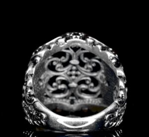 925 Ayar Gümüş Erkek Yüzük - 6 Kenarlı Yapay Oniks Taşı - Görsel 5