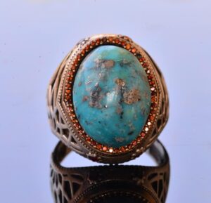 Gerçek Doğal Arizona Turkuaz Taş Yüzük, Sterlin Gümüş Yüzük, Sultan Yüzüğü - Görsel 4