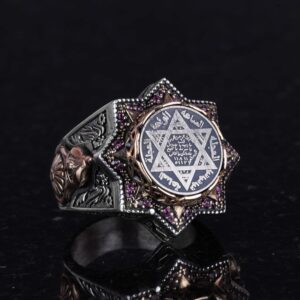 David Yıldızı Erkek Yüzük, Süleyman Yüzüğü, 925 Ayar Gümüş Yüzük Erkekler İçin - Görsel 4