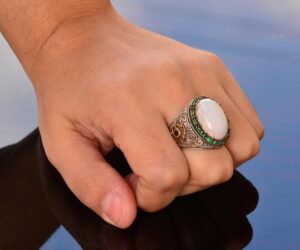 Gerçek Doğal Avustralya Opal Taş Yüzük, 7.55 Karat, Erkekler için Kral Yüzük, 925 Ayar Katı Gümüş Yüzük - Görsel 7