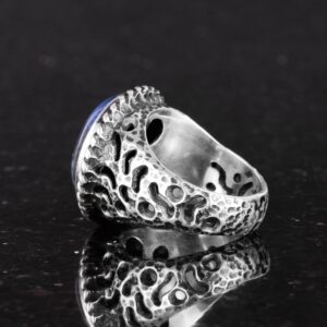 Gerçek Doğal Taş Yüzük - 925 Ayar Katı Gümüş Erkek Yüzüğü Lapis Lazuli ile - Görsel 6