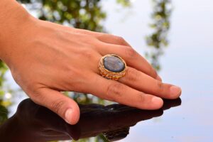 Doğal Mavi Safir Yüzük, Gümüş Mavi Safir Yüzük, 925 Ayar Gümüş Yüzük, Büyük Yüzük - Görsel 6