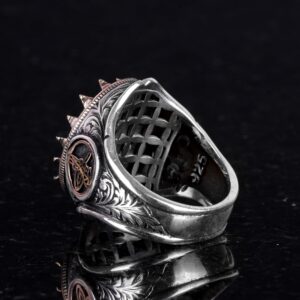 925K Katı Gümüş Erkek Yüzük Doğal Taşlarla - El Yapımı Şıklık (Oniks Taşı) - Görsel 6