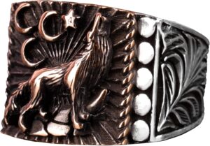 Erkekler için Sterlin Gümüş Yüzük, Kurt Vahşi Yaşam Yüzüğü (Özelleştirilebilir) - Görsel 1