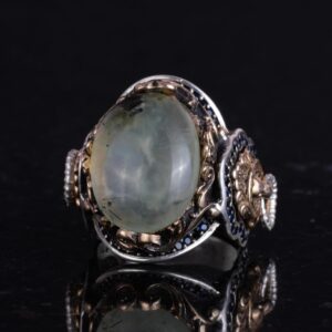 Aslan Yüzük Erkekler için, Doğal Prehnit Yeşil Taş Yüzük - Şifa Veren 925 Ayar Sıkı Gümüş Erkek Yüzük - Huzur ve İçgörü Tasarımı - Görsel 5