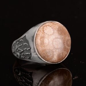 Gerçek Doğal Mercan Taşı Yüzük, İskelet Yüzük, 925 Ayar Gümüş Yüzük Erkekler İçin - Görsel 3