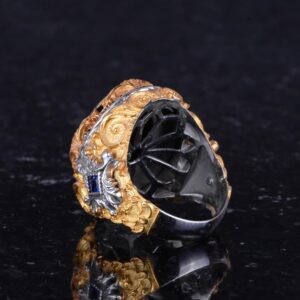 Erkekler için Sterlin Gümüş Davut Yıldızı Yüzük - Süleyman Mührü Tasarımı, Altın Kaplama Yüzük - Görsel 8