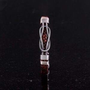 925 Ayar Gümüş Dokuma Deri Bilezik - Modern Erkekler için Şık El Yapımı Aksesuar - Görsel 5