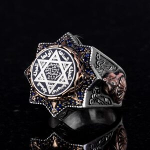 Erkek Süleyman Yüzüğü, Davud Yıldızı Mühür Sembolü, Hediye Erkekler İçin, Tılsım Yüzüğü, 925 Ayar Gümüş Erkek Yüzüğü - Görsel 5