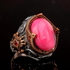 Doğal Drusy Kristal Kuvars Taş Yüzük, 925 Ayar Gümüş Yüzük Erkekler İçin - Görsel 4