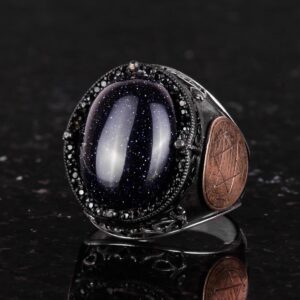 David Yıldızı Yüzük, Yapay Taş Yüzük, 925 Ayar Gümüş Süleyman Yüzüğü (Mavi Güneş Taşı Yapay Taş) - Görsel 6