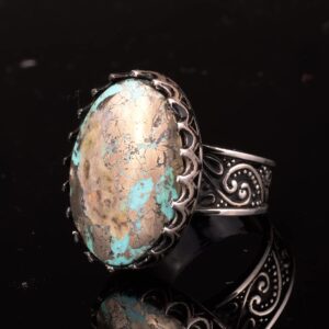 Gerçek Doğal Arizona Turkuaz Taş Yüzük, El Yapımı Yüzük, 925 Ayar Gümüş Yüzük Erkekler İçin, Büyük Yüzük - Görsel 6