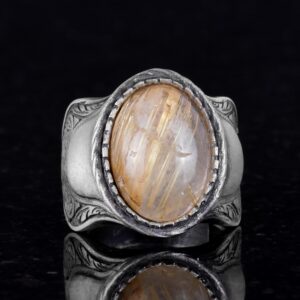 Doğal Taş Yüzük, 925 Ayar Gümüş Yüzük, Rutilatlı Kuvars Yüzük - Görsel 4