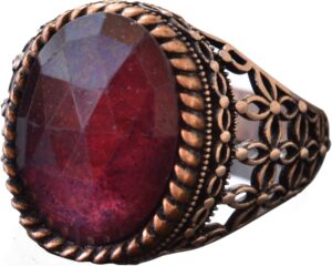 Gerçek Doğal Granat Taşı Yüzük, Sterling Gümüş Erkek Yüzüğü - Görsel 1