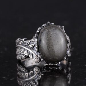 Gerçek Doğal Pirit Taşı ile Vintage Bohem Tasarımlı Gümüş Kadın Yüzüğü - Görsel 5
