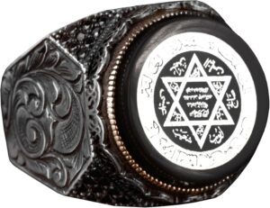 925 Ayar Gümüş Davut Yıldızı Yüzük - El Yapımı Erkekler İçin Dini Takı - Vintage Tarzı - Davut Yıldızı Gümüş Yüzük - Görsel 1